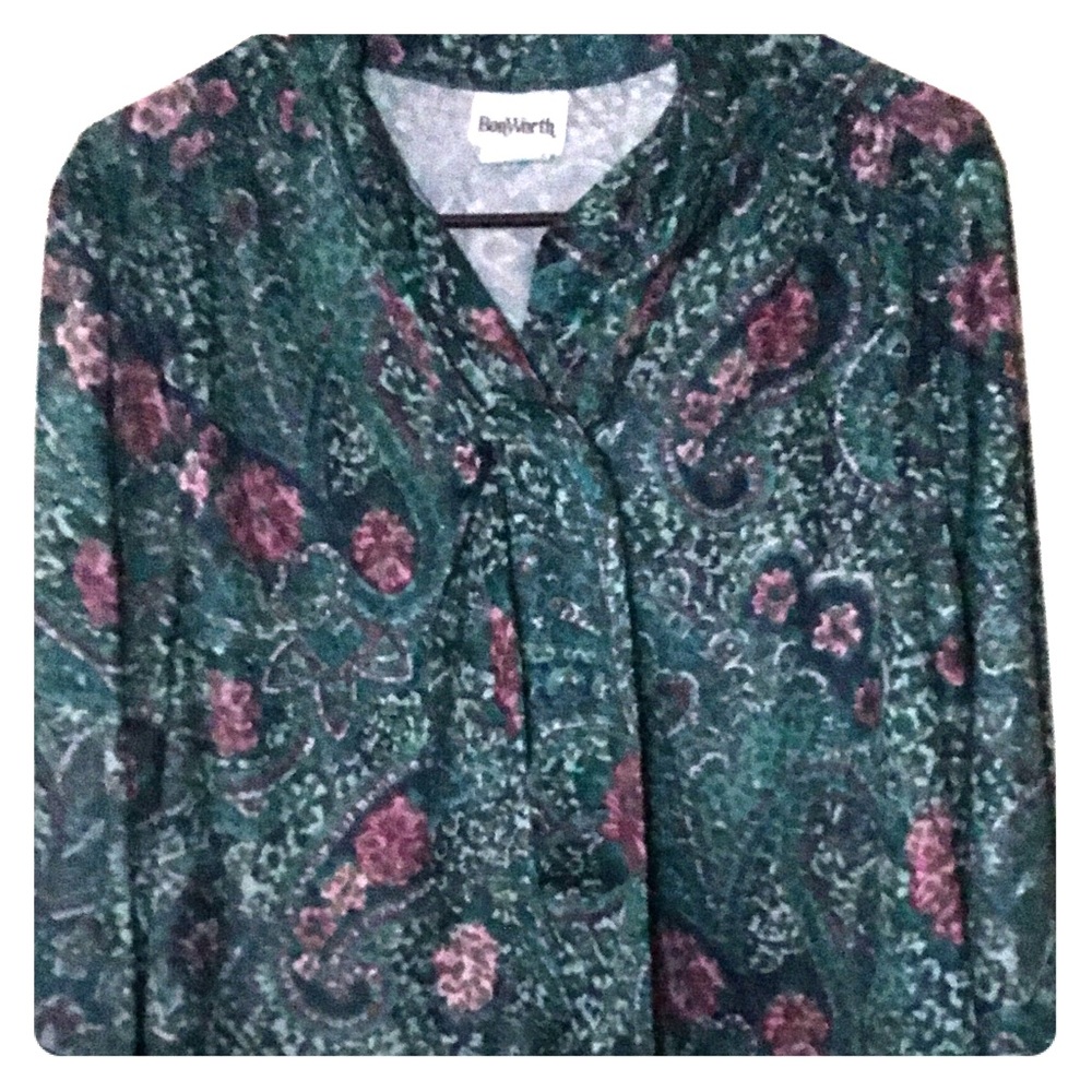 Medium BonWorth Blouse with Tie on collar.